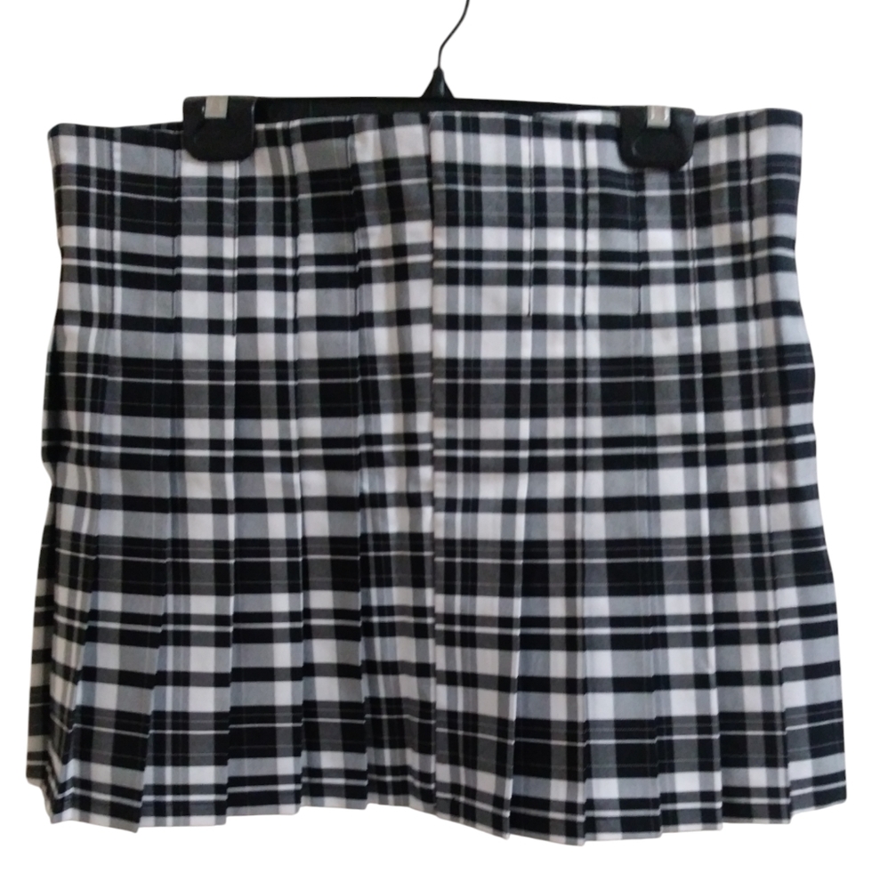 No Boundaries Black and White Plaid Mini Skirt